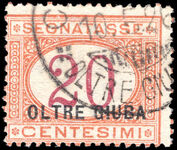 Jubaland 1925 20c magenta and orange postage due fine used.