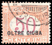 Jubaland 1925 50c magenta and orange postage due fine used.
