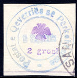 Albania 1913 handstamped 2g pale blue and violet fine used.