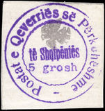 Albania 1913 handstamped 5g violet and pale blue lightly mounted mint.