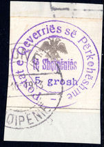 Albania 1913 handstamped 5g violet and pale blue fine used.