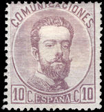 Spain 1872-73 10c deep lilac type I lightly mounted mint.