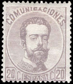 Spain 1872-73 20c deep lilac type II lightly mounted mint.