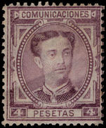 Spain 1876-77 4p plum lightly mounted mint (light crease).