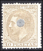 Spain 1879 10p olive-bistre telegraph used.