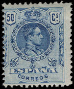 Spain 1921 50c blue comb fine and fresh mint lightly hinged.