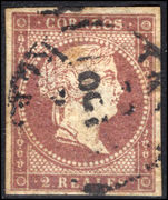 Spain 1856 2r dull purple watermark fine used.