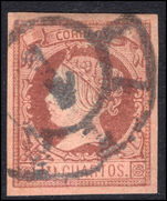 Spain 1860-61 19c brown on brown fine used.