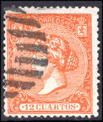 Spain 1866 12c red-orange fine used.