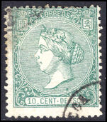 Spain 1866 10c de e green fine used.