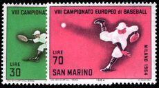 San Marino 1964 Seventh European Baseball Championships unmounted mint.