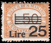 San Marino 1943 25l on 50l postage due unmounted mint.