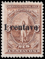 El Salvador 1889 1 centavo provisional mounted mint.
