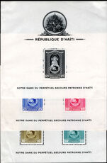 Haiti 1942 Our Lady of Perpetual Succour perf (one or two minor hinge thins) souvenir sheet set mounted mint.