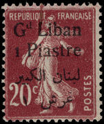 Lebanon 1924-25 1p on 20c lake-brown mounted mint.