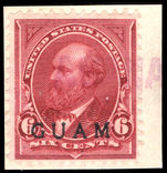 Guam 1899 6c purple-lake fine used on piece.