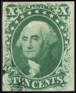 USA 1851-57 10c green type I fine used.