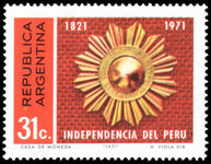 Argentina 1971 Peruvian Independence unmounted mint.