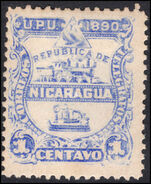 Nicaragua 1890 Official 1c missing overprint lightly mounted mint.
