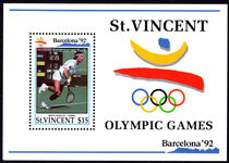 St Vincent 1992 Tennis souvenir sheet unmounted mint.