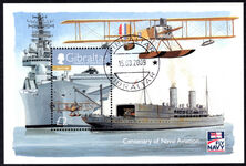 Gibraltar 2009 Naval Aviation souvenir sheet fine used.