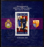 Gibraltar 2011 Royal Engagement souvenir sheet fine used.