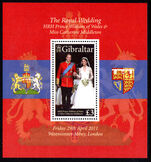 Gibraltar 2011 Royal Wedding souvenir sheet unmounted mint.