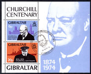 Gibraltar 1974 Churchill souvenir sheet fine used.