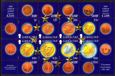 Gibraltar 2002 Euro Currency sheetlet unmounted mint.