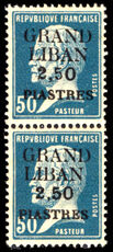 Lebanon 1924 Pasteur 2,50p pair unmounted mint.
