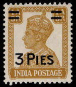 India 1946 3p provisional lightly mounted mint.
