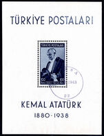 Turkey 1940 Death Of Ataturk Souvenir Sheet fine used.
