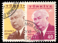 Turkey 1957 Visit of President of West Germany fine used.