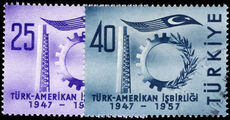 Turkey 1957 Turkish-American Friendship fine used.