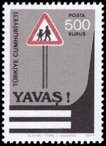 Turkey 1977 Road Safety 500l matt gum brown-red road sign unmounted mint.