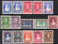 Spain 1927 Coronation surcharged set fine unmounted mint.