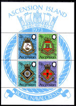 Ascension 1973 Royal Naval Crests (5th series) souvenir sheet unmounted mint.