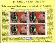 Bahamas 1976 Bicentenary of American Revolution souvenir sheet unmounted mint.