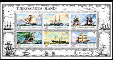 Turks & Caicos Islands 1973 Vessels souvenir sheet unmounted mint.