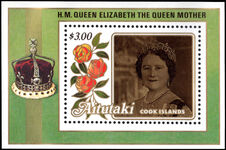 Aitutaki 1985 Life and Times of Queen Elizabeth the Queen Mother souvenir sheet unmounted mint.