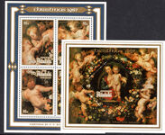 Aitutaki 1987 Christmas. Details of Angels from Virgin with Garland by Rubens set of souvenir sheets unmounted mint.