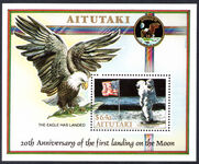 Aitutaki 1989 20th Anniversary of First Manned Landing on Moon souvenir sheet unmounted mint.