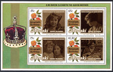 Aitutaki 1990 90th Birthday of Queen Elizabeth the Queen Mother souvenir sheet unmounted mint.