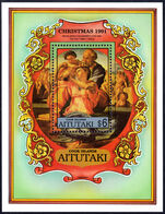 Aitutaki 1991 Christmas. Religious Paintings souvenir sheet unmounted mint.