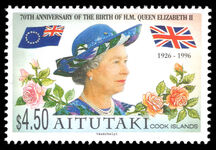 Aitutaki 1996 70th Birthday of Queen Elizabeth II unmounted mint.