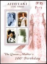 Aitutaki 2000 Queen Elizabeth the Queen Mother's 100th Birthday sheetlet unmounted mint.