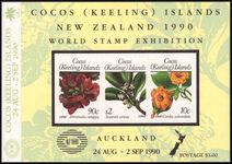 Cocos (Keeling) Islands 1990 New Zealand 1990 International Stamp Exhibition souvenir sheet unmounted mint.