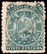 Bolivia 1893 20c blue-green litho mounted mint.