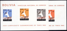 Bolivia 1968 South American Tennis Championships souvenir sheet set unmounted mint.