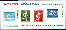 Bolivia 1969 Olympic Games souvenir sheet set unmounted mint.